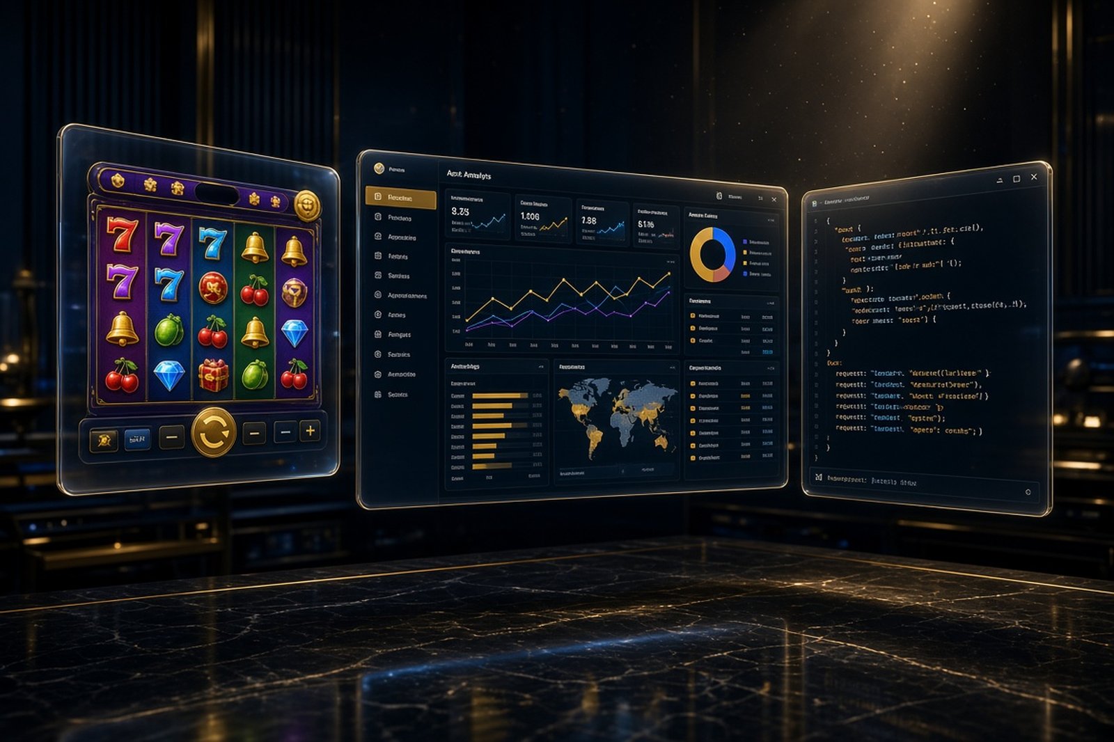 Slot client, admin console, and API shown as a single platform